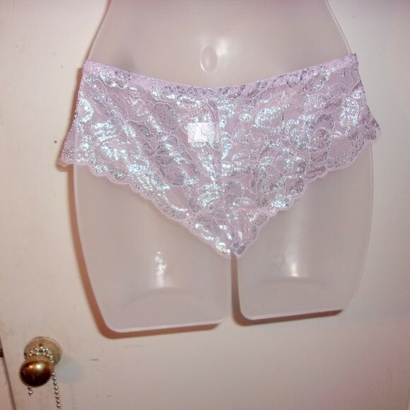 Youmita 38B Seafog Metallic Lace Bra & Large Metallic Lace Hipster NWT - Picture 4 of 10